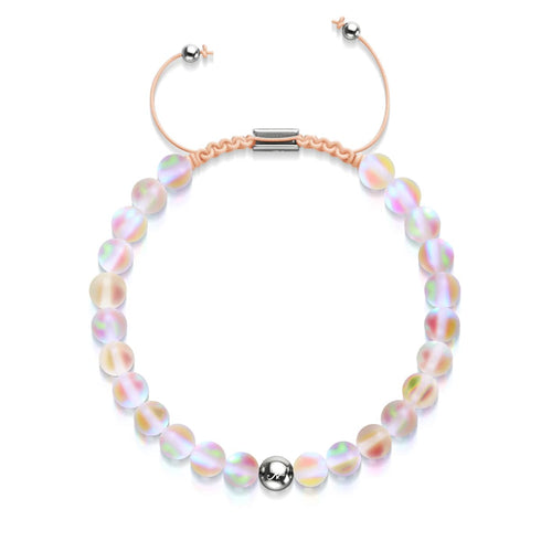 Pfirsich | Silber | Meerjungfrau Glas Makramee Perlen Armband